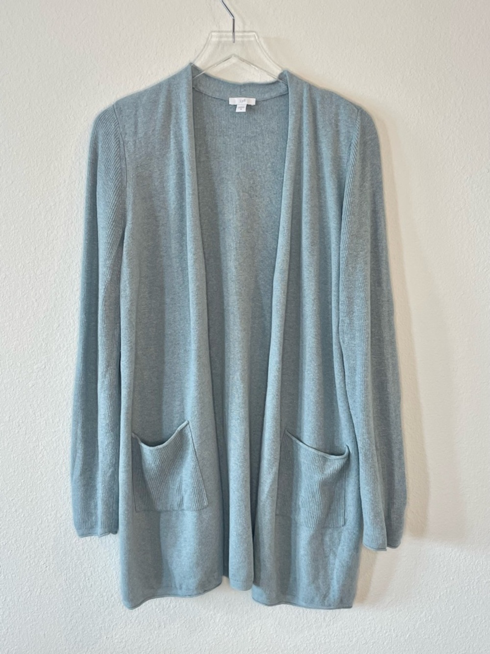 J. Jill Light Blue Open-Front Women's Knit Cardigan Sweater with Pockets